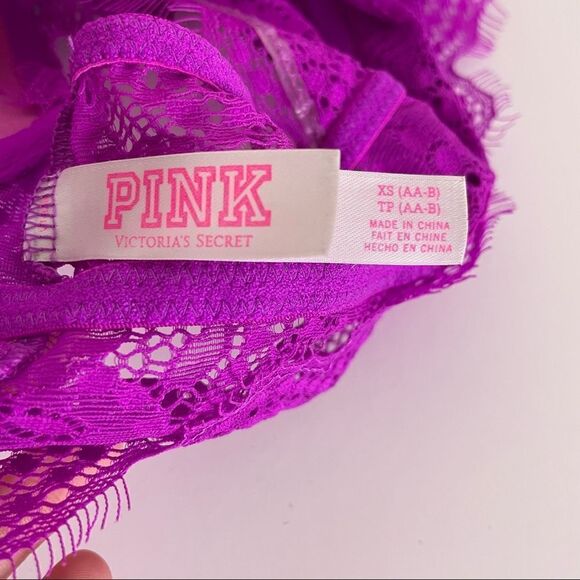 VS Pink Purple Lace High Neckline Push Up Bra - Picture 7 of 8